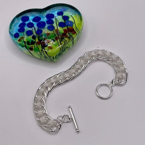 Sterling Silver 925 Weave and Chain Bracelet #1131 - Picture 5 of 10